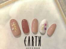 アース コアフュールボーテ 新潟中野山店 (EARTH Coiffure beaute')/押し花×ピンクネイル ￥5000