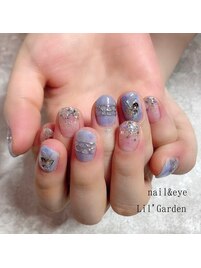 パープルブルー×メタルネイル