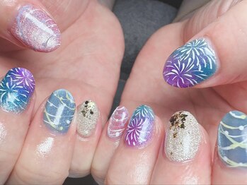 リュクネイル 拝島店(RyukuNail)/キラキラ夏ネイル