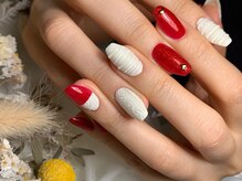 サロンドフォーエイチ(salon de 4H)/クリスマスカラーニットネイル☆