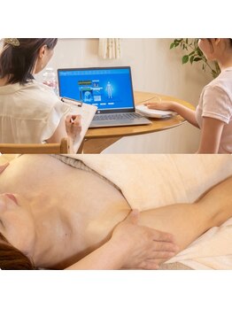 Salon en リンパマッサージ＆よもぎ蒸し【サロン エン】の写真/量子共鳴磁気アナライザーで疲れの原因究明☆リンパマッサージで首肩こりを解消し疲労回復へ♪