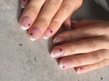 アイネイルズ 三宮店(I nails)/キラキラフレンチハート￥9500
