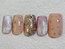 ミラーネイル　レオパード　ラメ