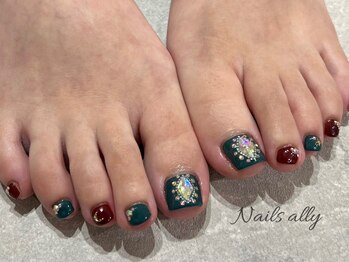 ネイルズアリー 立川店(Nails ally)/宝石ネイル×月×蝶×秋冬ネイル
