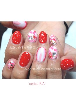 わたしのネイルとよもぎ蒸し/イチゴネイル