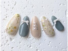 大人な押し花×リボン