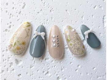 ジュネル/大人な押し花×リボン