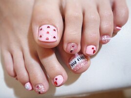 ピンク＆ハート♪フットネイル