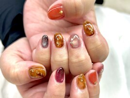 秋色べっ甲ネイル