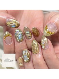 ゴールド☆キラキラネイル
