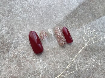 ツイード 赤 ピンク ミラー