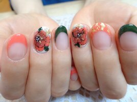 手書きジェルフラワーネイル♪