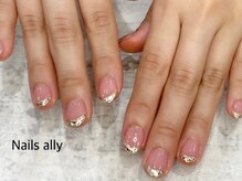 ネイルズアリー 立川店(Nails ally)/ガラスフレンチ×ホログラム×冬