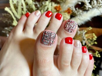 サロンドフォーエイチ(salon de 4H)/冬フット☆ツイード×レッド