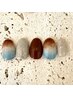 ☆August nail☆Blue×brown ¥7200