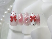 fannail【パラジェル/フィルイン/長さだし/ワンカラー/定額/ワンホン/名古屋/上前津】/定額ガーリー ハートリボン