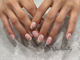 ハート×チークネイル×ワンホン