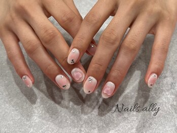 ネイルズアリー 立川店(Nails ally)/ハート×チークネイル×ワンホン