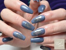 ネイルセッション(nail session)/マット×シルバー×ネイビー