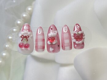 fannail【パラジェル/フィルイン/長さだし/ワンカラー/定額/ワンホン/名古屋/上前津】/春定額ガーリー チェリー