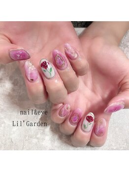 リルガーデン 新宿南口(Lil' Garden)/ローズクォーツ×フラワーネイル