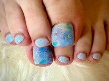 アミュリー ネイル アトリエ(Amury nail atelier)/紫陽花 ブルー オーロラ 水彩 