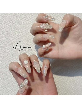 オーラネイル(Aura Nail)/ビジューリボンネイル