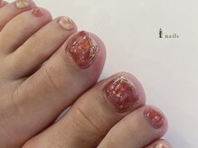 アイネイルズ 吉祥寺店(I nails)/オーロラ秋色天然石フット