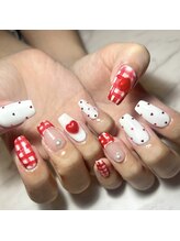 クロレ(Nail Salon COLORE)/ハートチェックネイル　by.ayaho