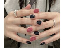 ザ デミュア 銀座店/black pinkネイル