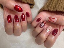 アイネイルズ 三宮店(I nails)/アシメハート絵画ネイル￥8820