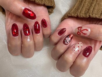 アイネイルズ 三宮店(I nails)/アシメハート絵画ネイル￥8820