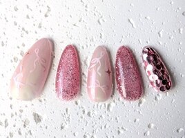 海外ガールみたいなピンクネイル