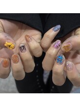 ムニムサン(0203 munimusan)/定額デザインちぐはぐネイル