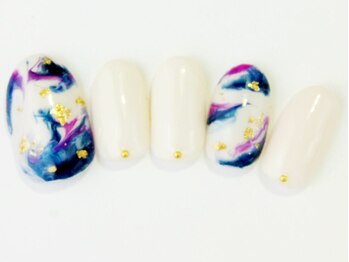 ネイルサロン ドレリッチ 大宮店(drerich)/ネイビーホワイトマーブル