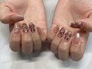 リボンチェックネイル
