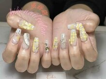 キヒ 渋谷店(Kihi)/チェック/秋ネイル/イエロー手描
