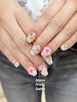 ネコ(Neko)/カラフル　花　成人式