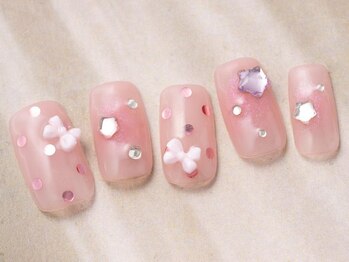 アイネイルズ 天神今泉店(I-nails)/リボンチークピンクガーリー