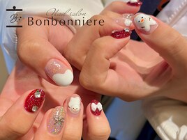 雪だるまクリスマスネイル