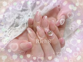 ピンクのラメグラ☆+パーツ