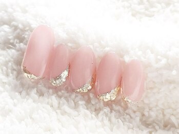 ピンクxゴールドネイル