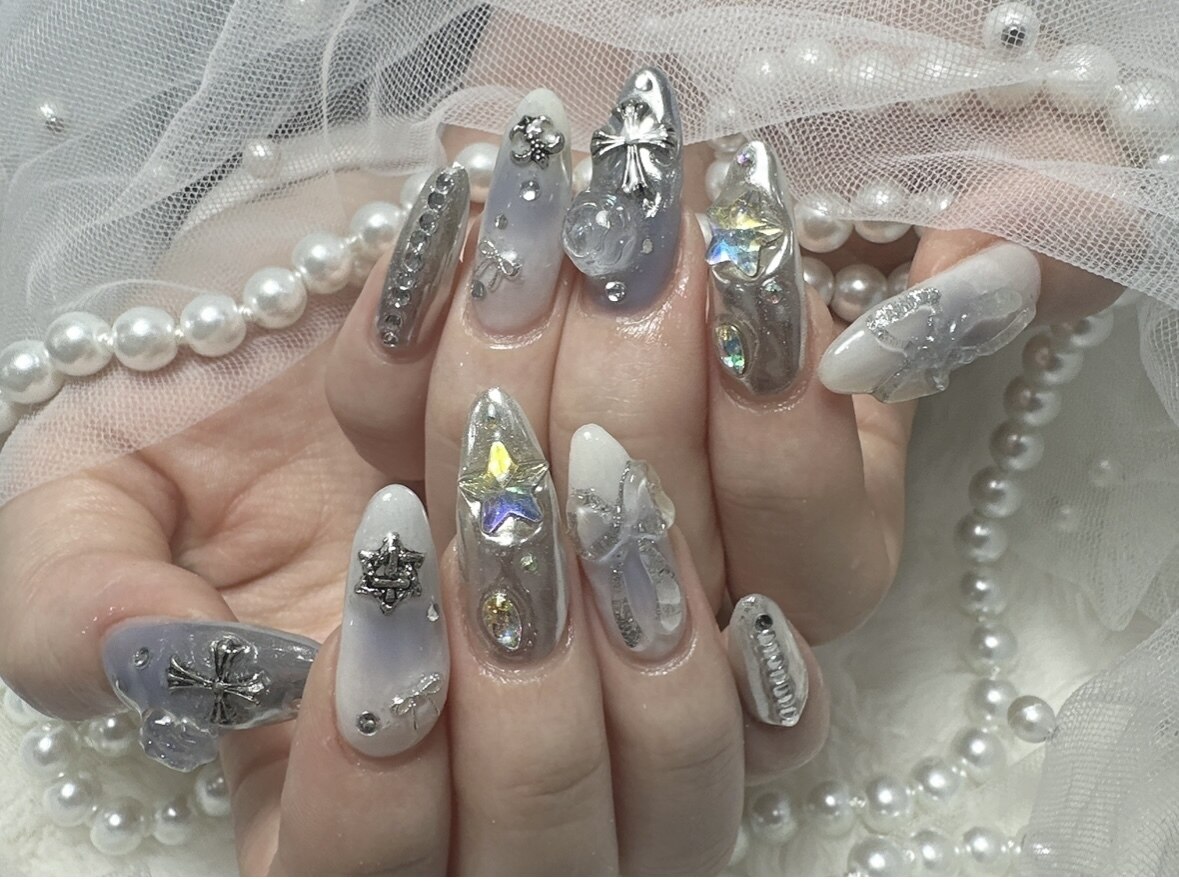 ネイルチップ♡オーダー 量産型 埋め尽くし リボン キラキラ