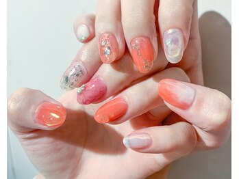 ネイル アヴァンス あべのルシアス店(Nail AVANCE.)/オレンジニュアンスネイル 太田