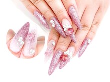 ネイルコレクション ピンク(Nail Collection Pink)/ロング：スカルプ★薔薇：リボン