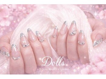 トータルビューティーサロン ドールズ(total beauty salon Dolls)の写真/多彩なマグネットやラメで魅力UP！ストーンを添えたフレンチで輝きを♪
