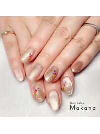 押し花×ベージュマグ