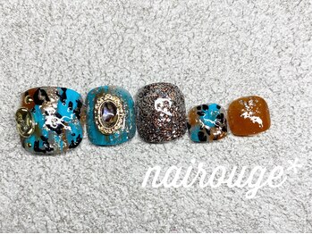 2025年秋フット♪ヒョウ柄ネイル