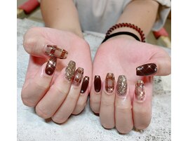 長さだし　チェック　茶色