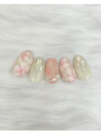ふんわり桜の春ネイル